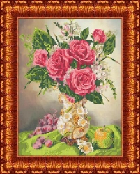 Канва для бисера КБЦ-3021 Розы в вазе