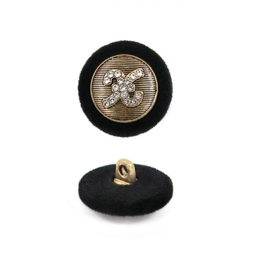 Пуговица №3686 28L чёрный со стразами 1/10 шт